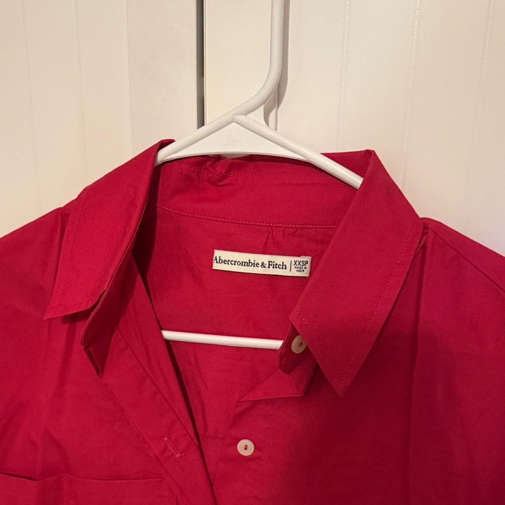 Abercrombie & Fitch Vibrant Magenta Collared Shirt Dress in XXSPetite